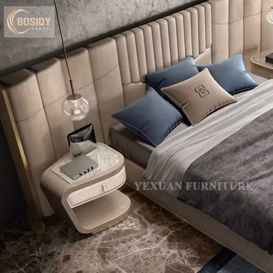 Luxury Modern Design Bed Room Furniture Velvet Tufted Wood King Size Bed