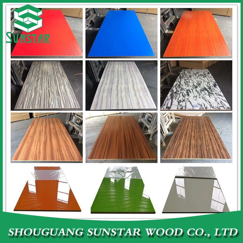 High Density4*8FT Soild Color Wood Grain Color High Gloss Melamine MDF PVC/Laminated/Melamine/UV Boards Panels MDF for Kitchen Cabinet Door Wardrobe Furniture